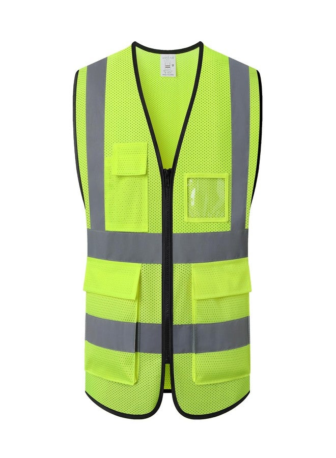 ASIPHITU Reflective Safety Vest for Men Women High Visibility Construction Work Vest with Pockets and zipper front Hi Vis Security Vest with Reflective Strips Meets ANSI/ISEA Standard (AP1-Yellow-M) - Image 1
